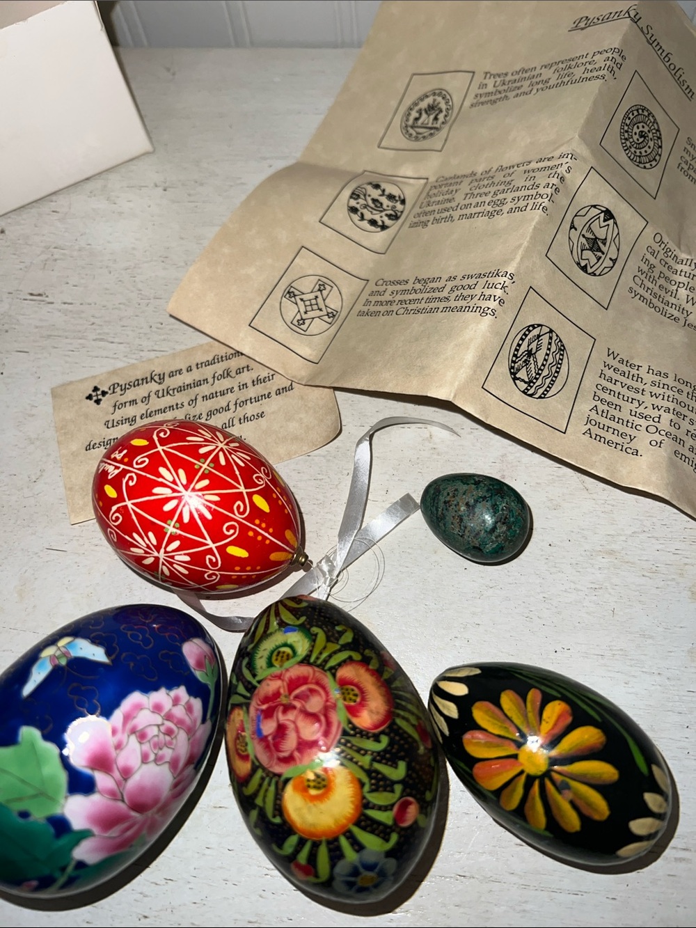 Lot Decorative Eggs Ukrainian pysanka hand painted cloisonnΓ© stone